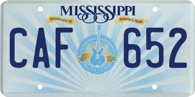 MS license plate CAF652