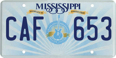 MS license plate CAF653