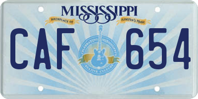 MS license plate CAF654