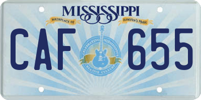 MS license plate CAF655