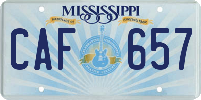 MS license plate CAF657