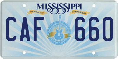 MS license plate CAF660