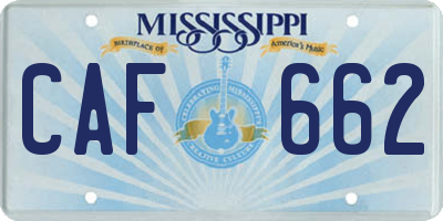 MS license plate CAF662