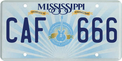 MS license plate CAF666