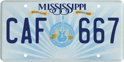 MS license plate CAF667