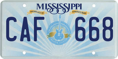 MS license plate CAF668