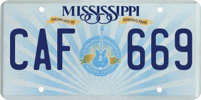 MS license plate CAF669