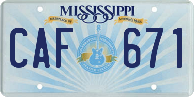 MS license plate CAF671