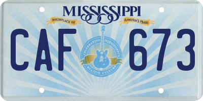 MS license plate CAF673