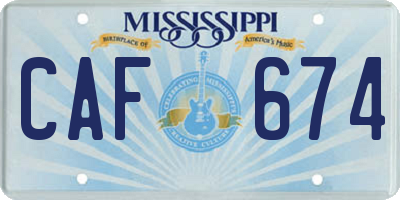 MS license plate CAF674