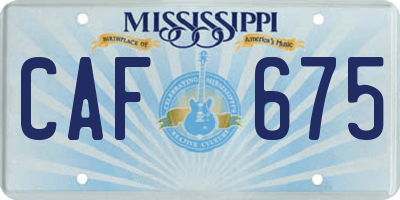 MS license plate CAF675