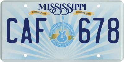 MS license plate CAF678