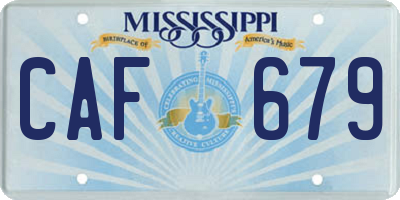 MS license plate CAF679