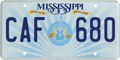 MS license plate CAF680