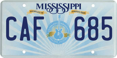MS license plate CAF685