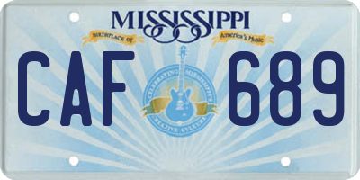 MS license plate CAF689