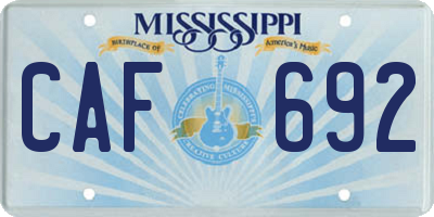 MS license plate CAF692