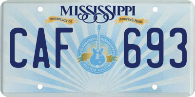 MS license plate CAF693