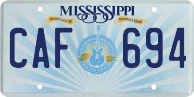 MS license plate CAF694