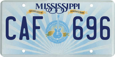 MS license plate CAF696