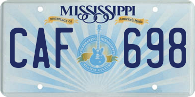 MS license plate CAF698