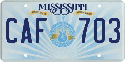 MS license plate CAF703