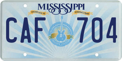 MS license plate CAF704
