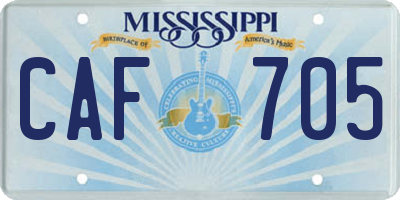 MS license plate CAF705