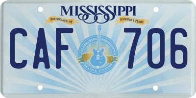 MS license plate CAF706