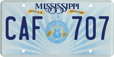 MS license plate CAF707