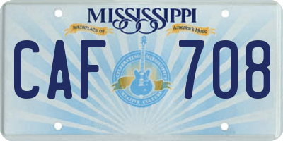 MS license plate CAF708