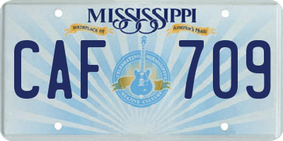 MS license plate CAF709