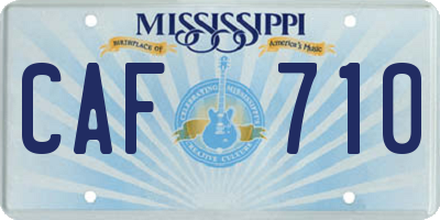 MS license plate CAF710