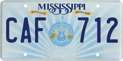 MS license plate CAF712