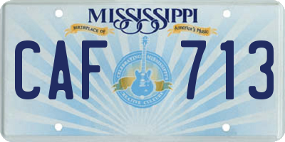 MS license plate CAF713