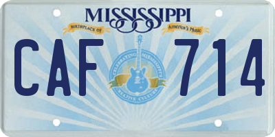 MS license plate CAF714