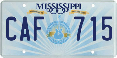 MS license plate CAF715