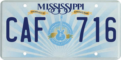 MS license plate CAF716