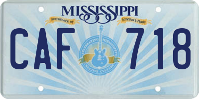 MS license plate CAF718