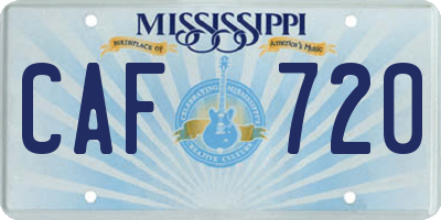 MS license plate CAF720