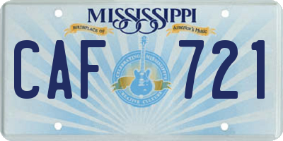 MS license plate CAF721