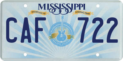 MS license plate CAF722