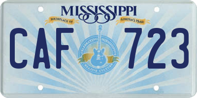 MS license plate CAF723