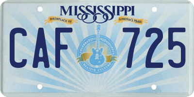 MS license plate CAF725