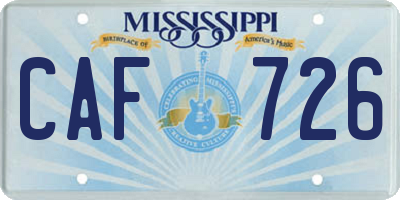 MS license plate CAF726