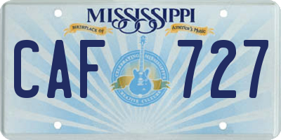 MS license plate CAF727