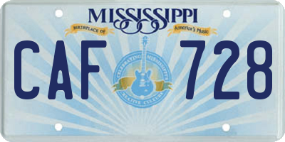 MS license plate CAF728