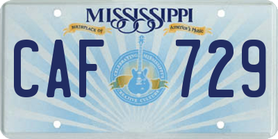 MS license plate CAF729
