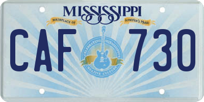 MS license plate CAF730