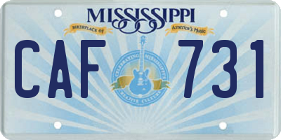 MS license plate CAF731
